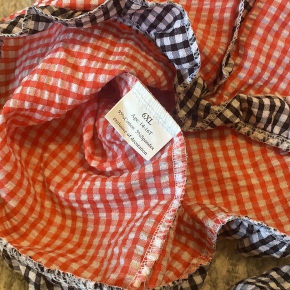 Girls Georgia Bulldogs gingham red black plaid ruffle swim suit bikini 10-12 - Picture 6 of 6